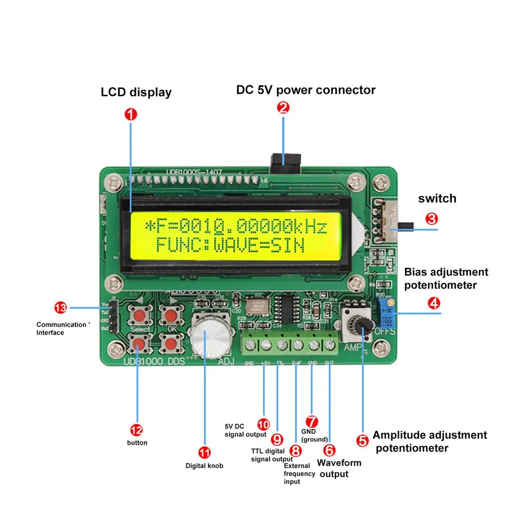 UDB1002S 2MHz with Frequency Sweep Function DDS Signal Source Signal Generator
