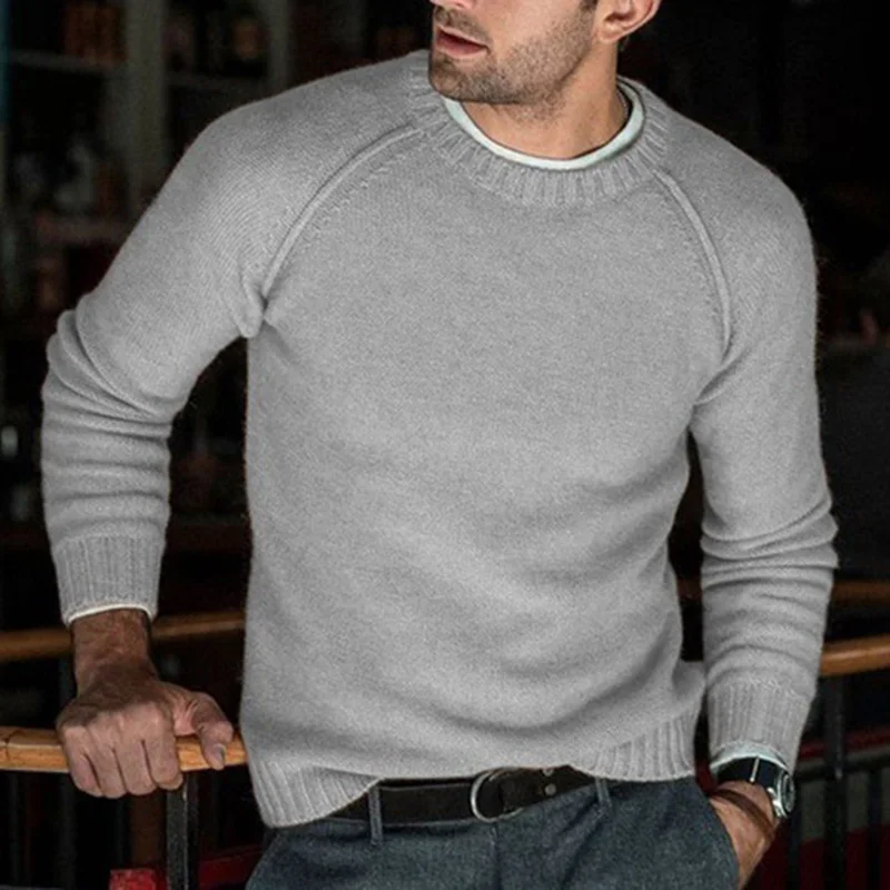 Осенние мужские свитера с круглым вырезом, вязанная зимняя теплая одежда, повседневный джемпер, одноцветные пуловеры, тонкий свитер, Homme