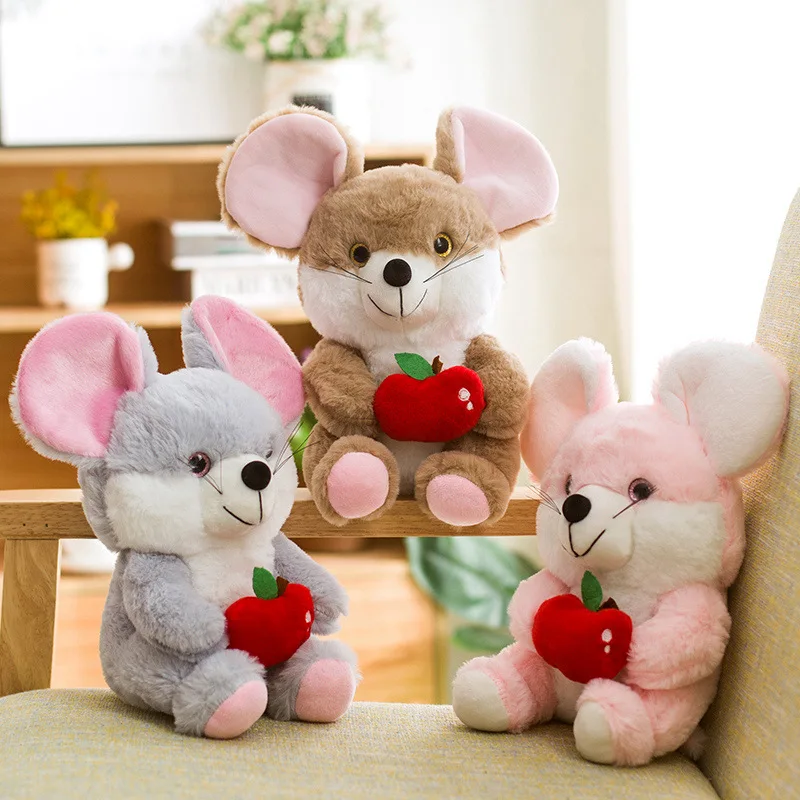 25 см Kawaii Супермен и Бэтмен плюшевая игрушечная мышь мягкие милые Мультяшные животные мыши с яблоком для детей любовник День рождения Рождественский подарок