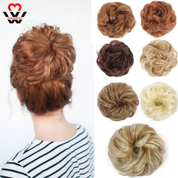 

MANWEI Messy Hair Bun Scrunchie For Women Extensions Synthetic wig Ring Wrap Chignon Black Brown High Temperature Fiber