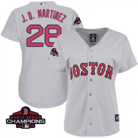 women Youth kids Boston J. D. Martinez Red Sox Scarlet команда чемпионов мира с логотипом игрока красная футболка - Цвет: women