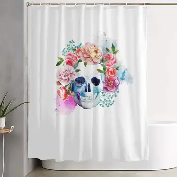 

Cute Skeleton with Flowers Shower Curtain Shower Curtains for Bathroom Washable Curtain Waterproof Thick Plastic Shower Curtains