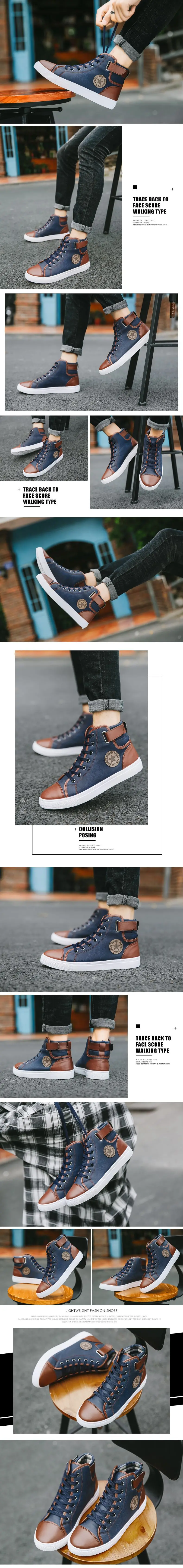 Autumn Fashion Sneakers Men's Casual Shoes Lace-up High Top Men Shoes Comfortable Non-slip Canvas Male Shoes Big Size 38-47