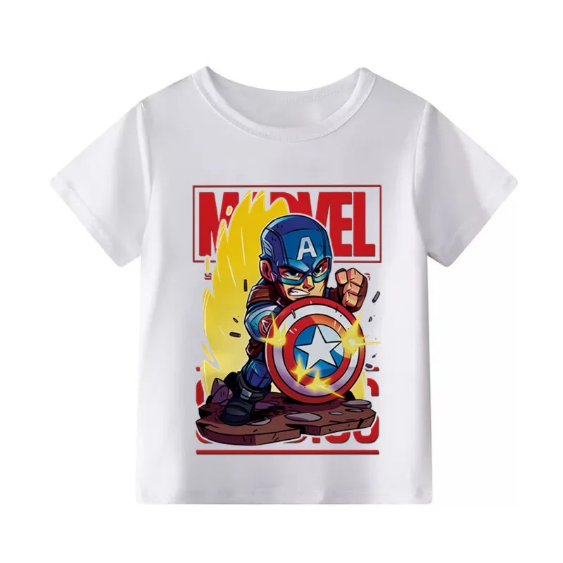 New Marvel Avengers/Captain/America/Spiderman/Thor Cartoon Children's T-shirt Boys Girls Funny T Shirt Kids Clothes