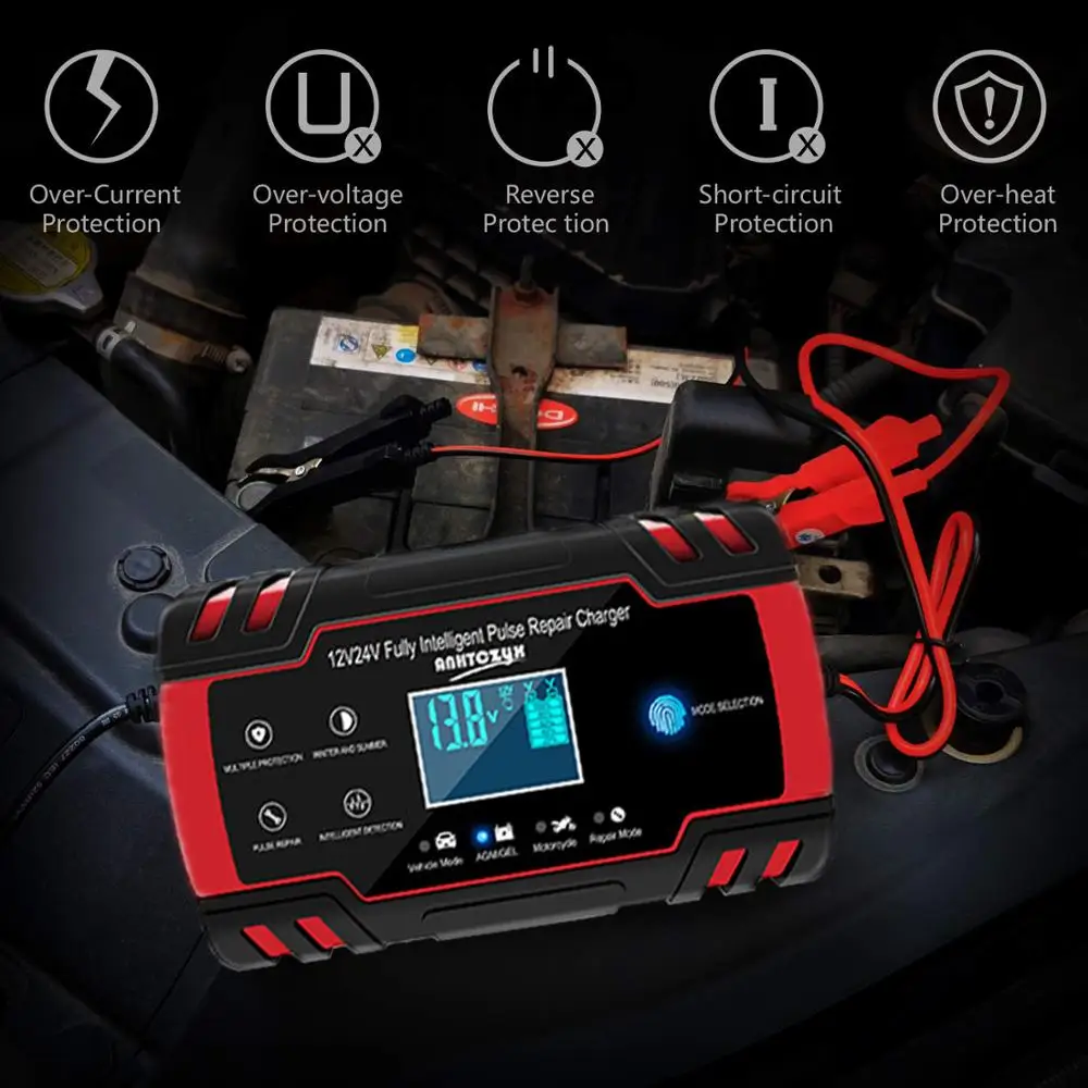 12V/8A 24V/4A импульсный ремонт Зарядное устройство с ЖК дисплей Дисплей для