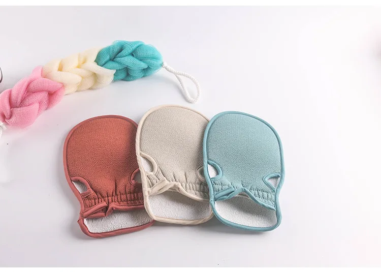 Plain Color Adult Bath Towel Decontamination Fingerless Bath Towel Double-Sided Thick Strong Rubbing Honeycomb Bath Gloves