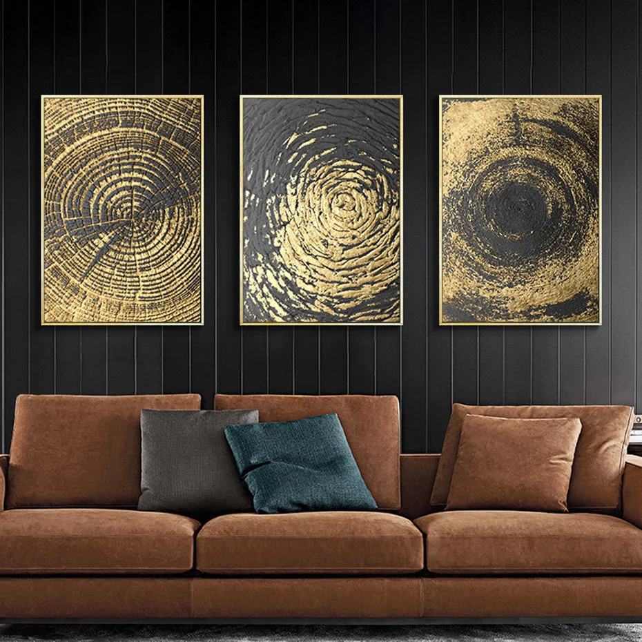 Modern Classical Abstract Gold Circle Tree Texture Posters And Prints Artwork Canvas Prints Pictures Home Decoration Paintings