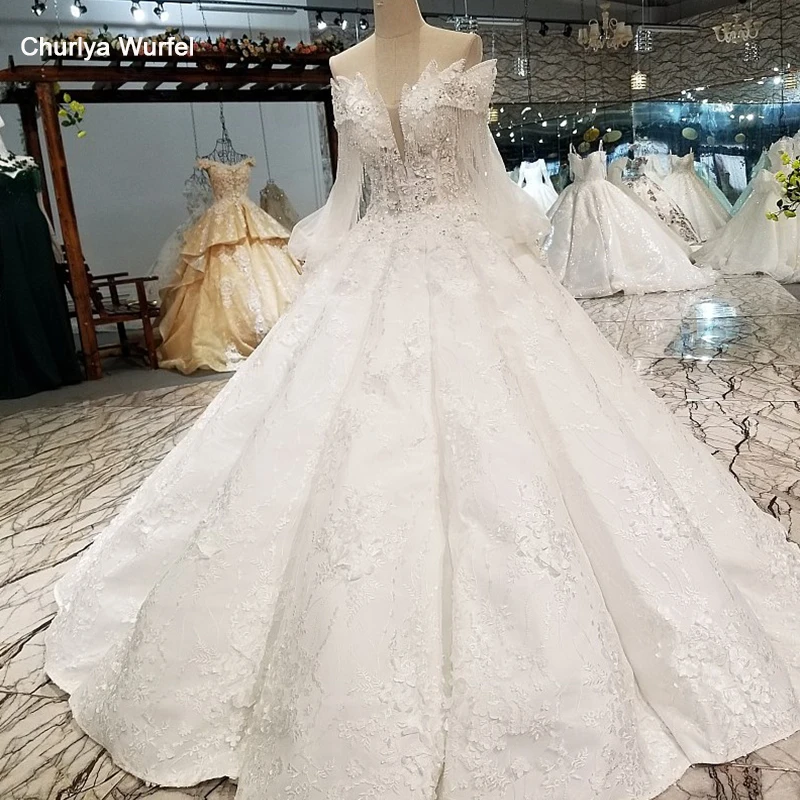 LS85207 с плеча длинный рукав кривой формы юбка свадебное платье специальные сексуальные возлюбленной этаж длины невесты свадебные платья