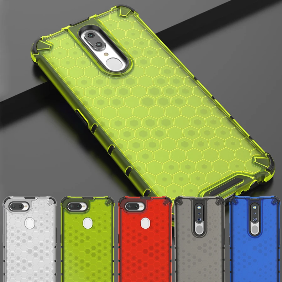 Hybrid TPU PC Shockproof Phone Cover For OPPO F9 F11 Pro A7X A9 Armor Honeycomb Back Case Realme 5 Q Reno 2 | Мобильные телефоны и