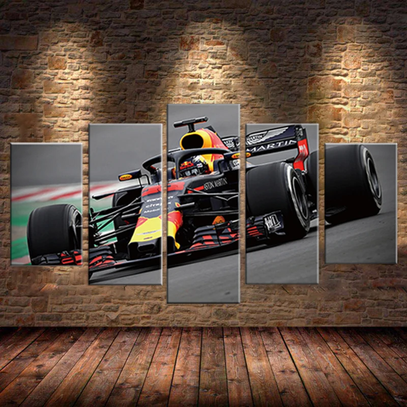 

No Framed Canvas 5Pcs Mclaren F1 Race Car Raceway Racing Posters Wall Art Pictures Decoration Accessories Home Decor Paintings
