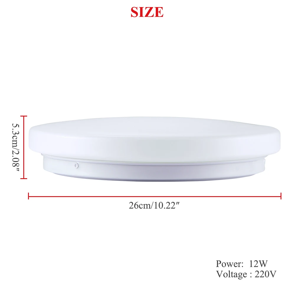 LED Ceiling Light With Motion Sensor 12W 220V Round / Round Bottom LED Ceiling Light For Entrance Balcony Corridor