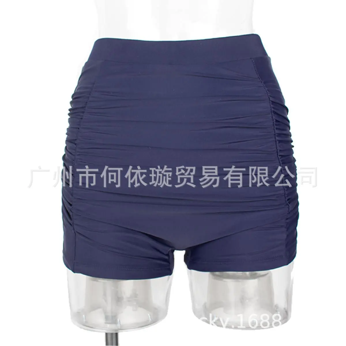 

2020 Bathing Suit Hot Selling High-waisted Pleated Sapphire Blue Large Size Swimming Trunks