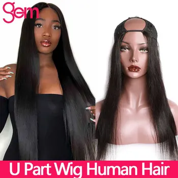 

26 Inches Straight Human Hair Wigs U Part Wigs Brazilian Remy 150% Glueless Natural Color Perruque U Part Humain Cheveux Lisse