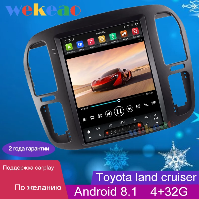 Автомагнитола Wekeao 12 1 дюйма с вертикальным экраном Tesla Style Android 8 для Toyota Land Cruiser LC100