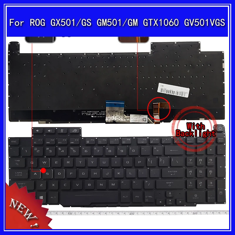 

Клавиатура для ноутбука ASUS ROG GX501/GS GM501/GM GTX1060 GV501VGS, сменная Клавиатура для ноутбука