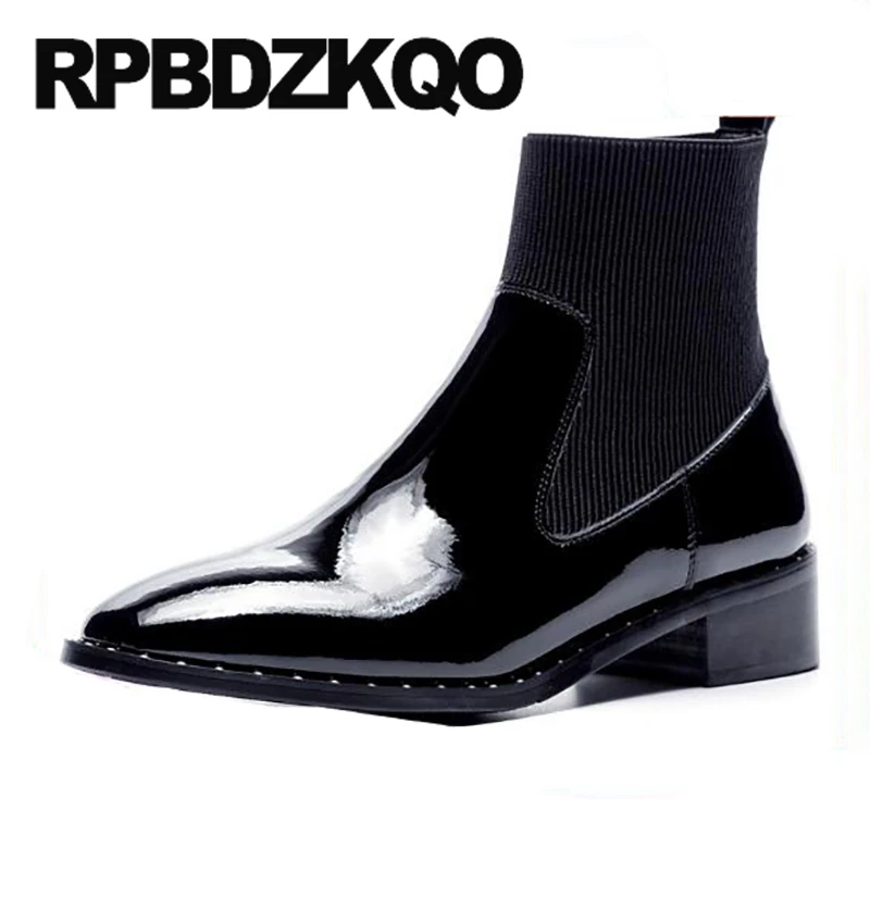 black ankle boots medium heel