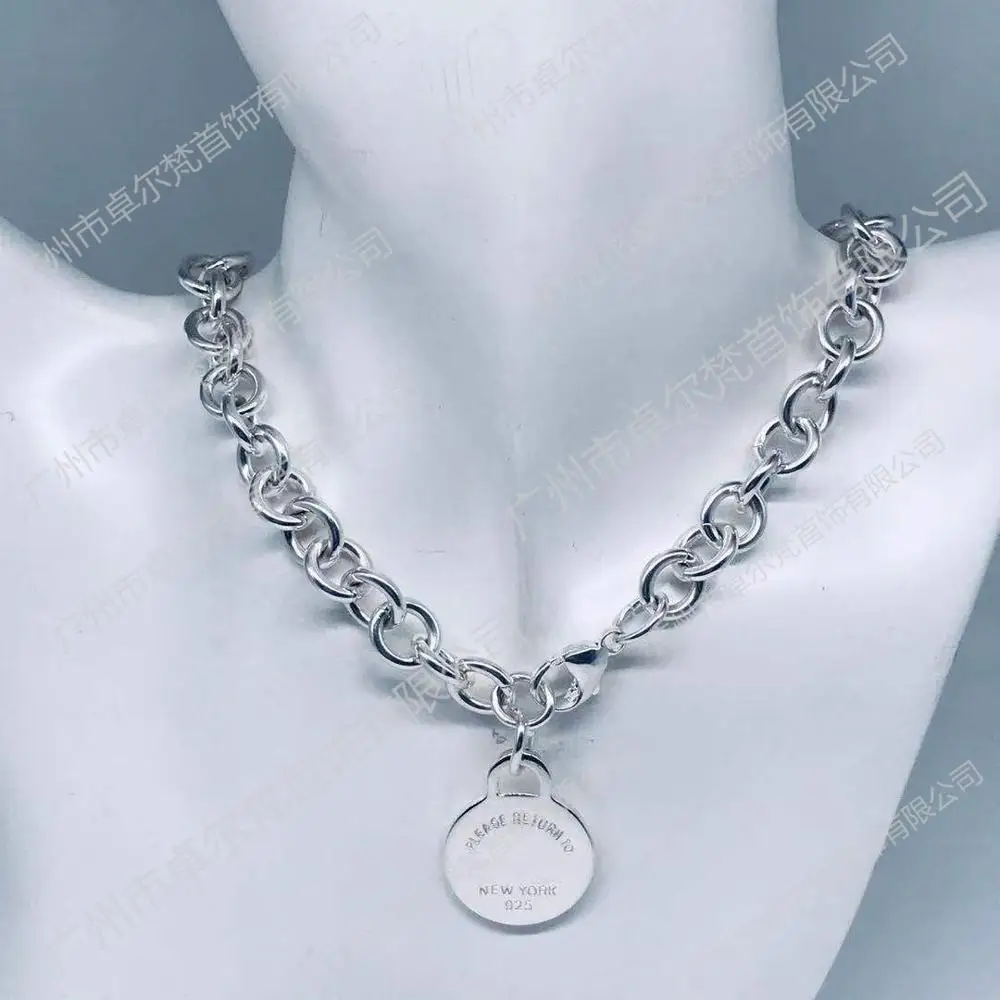 

Tif 925 necklace, classic round pendant, round chain, lobster clasp, glamour ladies jewelry, holiday gift