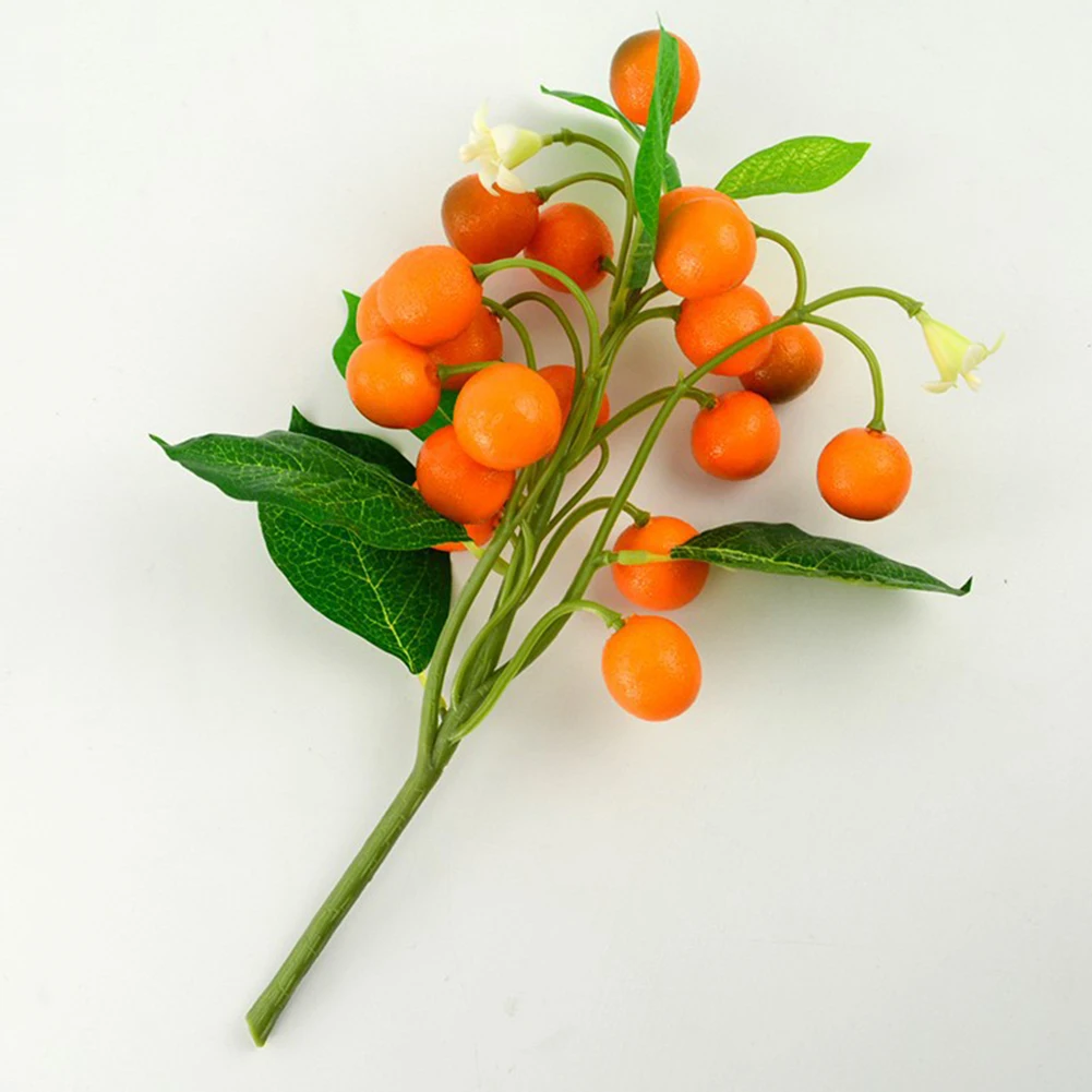 1pcs Artificial Kumquat Simulation Fruit Foam Kumquat String Branch Plant Orange Fruit for Home Party Wall Table DIY Decoration