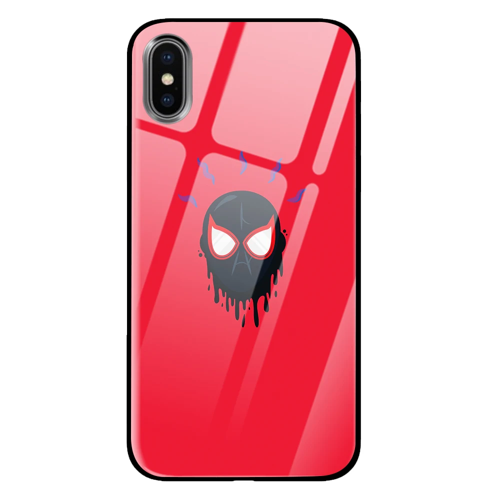 Роскошный чехол spiderman из закаленного стекла для iPhone 5 5S 6 6s 7 8 Plus X XS XR 11 Pro Max - Цвет: 6
