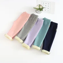 Детская одежда; прямые поставки; детские брюки с ворсом и толстым гусеничным узором для детей от 0 до 4 лет; леггинсы для малышей