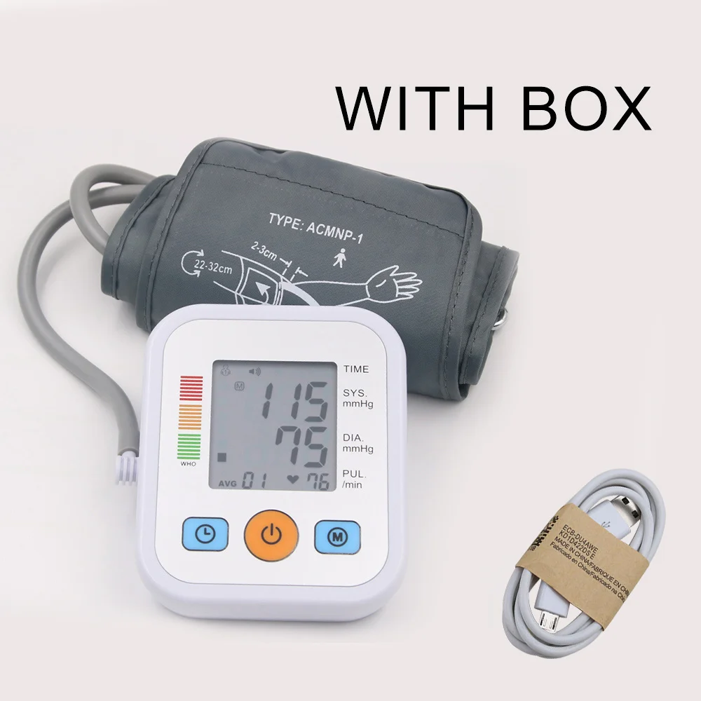 Верхний монитор артериального давления на руку тонометр Медицинское оборудование аппарат для измерения давления домашний ЖК-монитор сердечного ритма - Цвет: with box