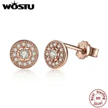 WOSTU Новое поступление Настоящее 925 пробы серебряные Сияющие элегантные серьги-гвоздики для женщин подлинные оригинальные ювелирные изделия XCHS451