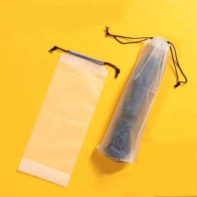Matte Translucent Plastic Bag Umbrella Storage Bag Reusable Portable Umbrella Drawstring Storage Cover Home Storage Organizer 2