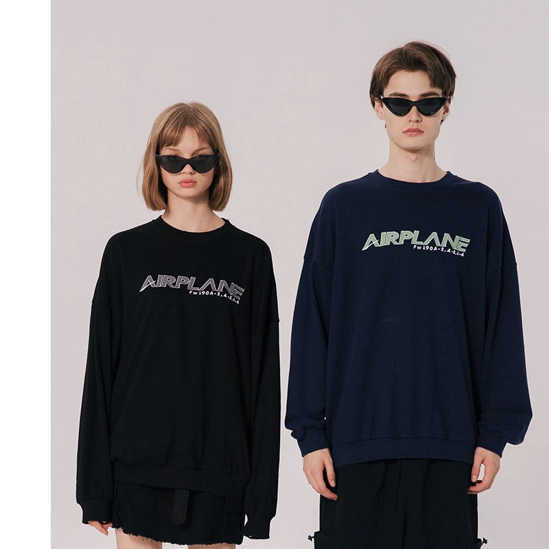 Японский Harajuku вышивка Crewneck Толстовка для мужчин и женщин уличная хип хоп Графический Печатный Падение плеча толстовки
