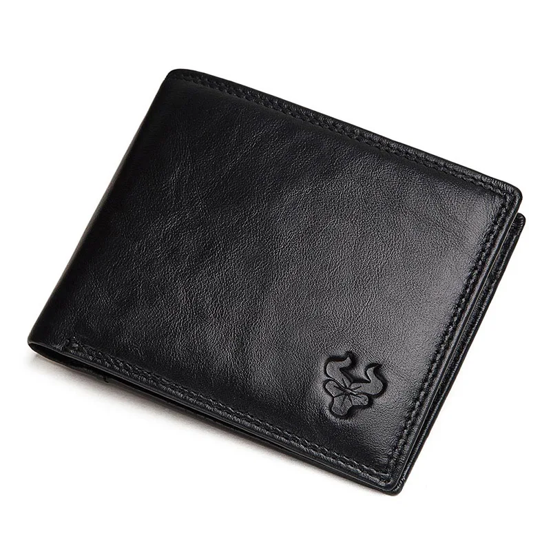 GZCZ Rfid Высокое качество натуральная кожа кошелек мужской портмоне портфель держатель для карт мужской Cuzdan Perse маленький - Цвет: Black S