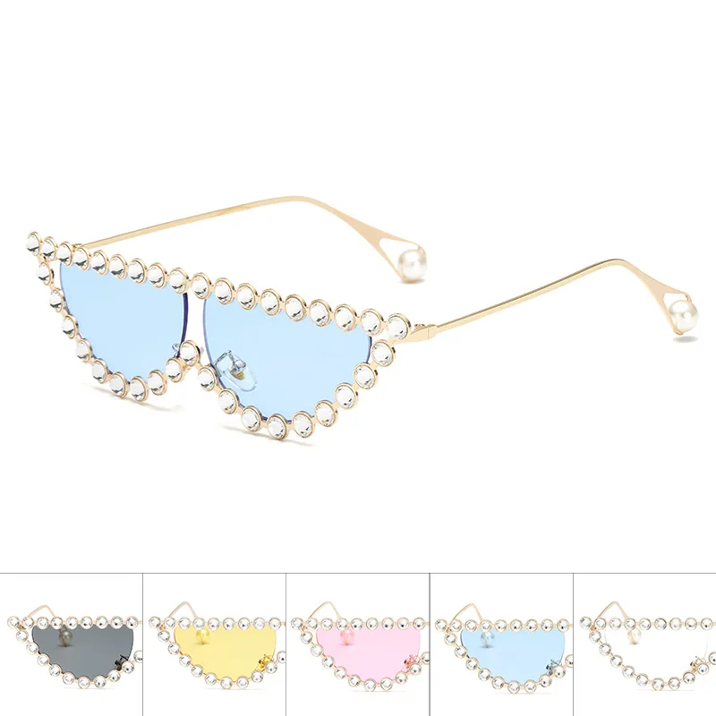 Cateye Sunglasses Women Rhinestone Sun Glasses for Female Vintage Retro Woman Glasses Metal Frames Elegant Luxury Uv400 Brand
