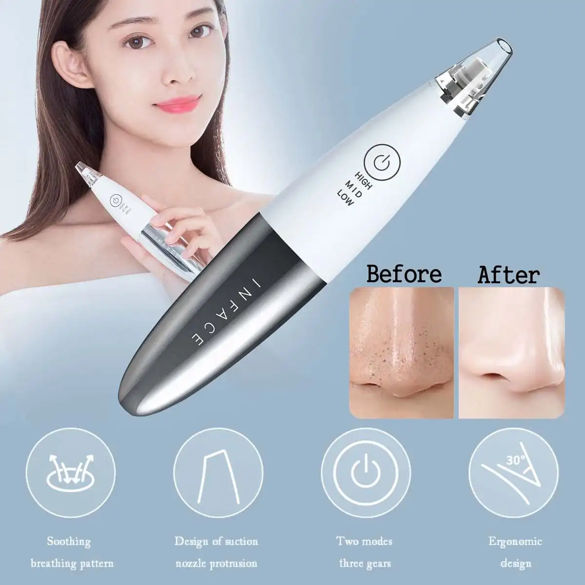 

Presale Xiaomi Mijia InFace Electric Blackhead Apparatus to Blackhead Cosmetology Apparatus to Wash Pore Cleaner MS7000