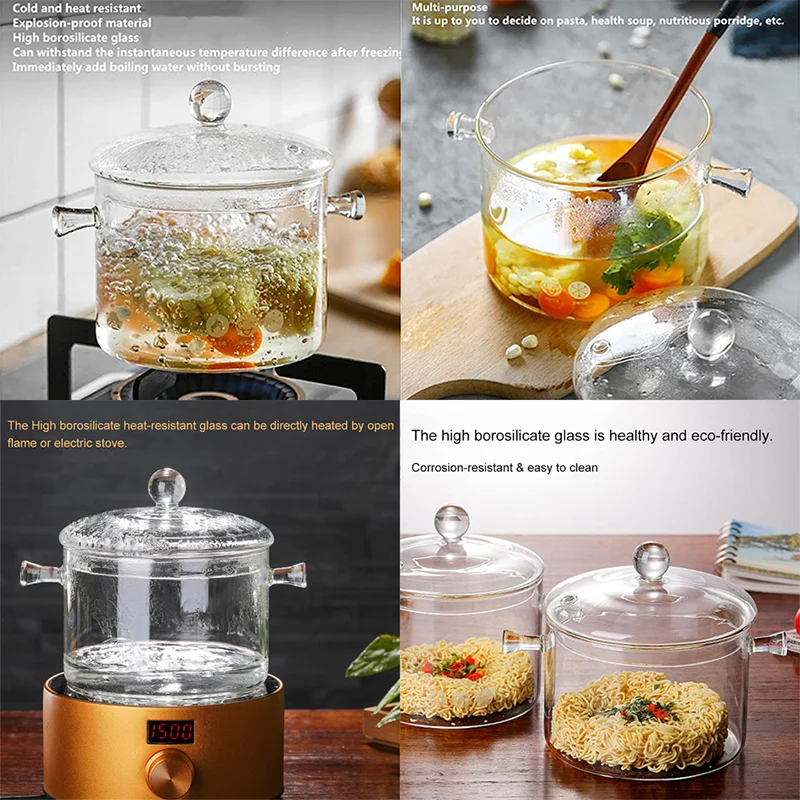 Buy Wholesale China Kitchenware Heat Resistant Glass Cooking Pot  Borosilicate Glass Pots With Cover Cookware Sets & Borosilicate Glass Pyrex Glass  Cooking Pot Thermal at USD 3.48