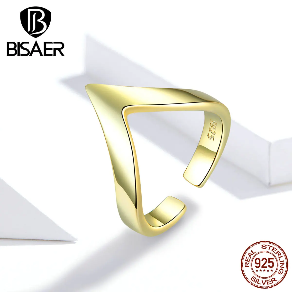 Простые Кольца BISAER, подлинные 925 пробы, серебряные, рок, хип-хоп, женские кольца на палец, ювелирные изделия из стерлингового серебра ECR470