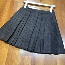 Новая Женская мода Сексуальная клетчатая шерстяная плиссированная юбка 1207