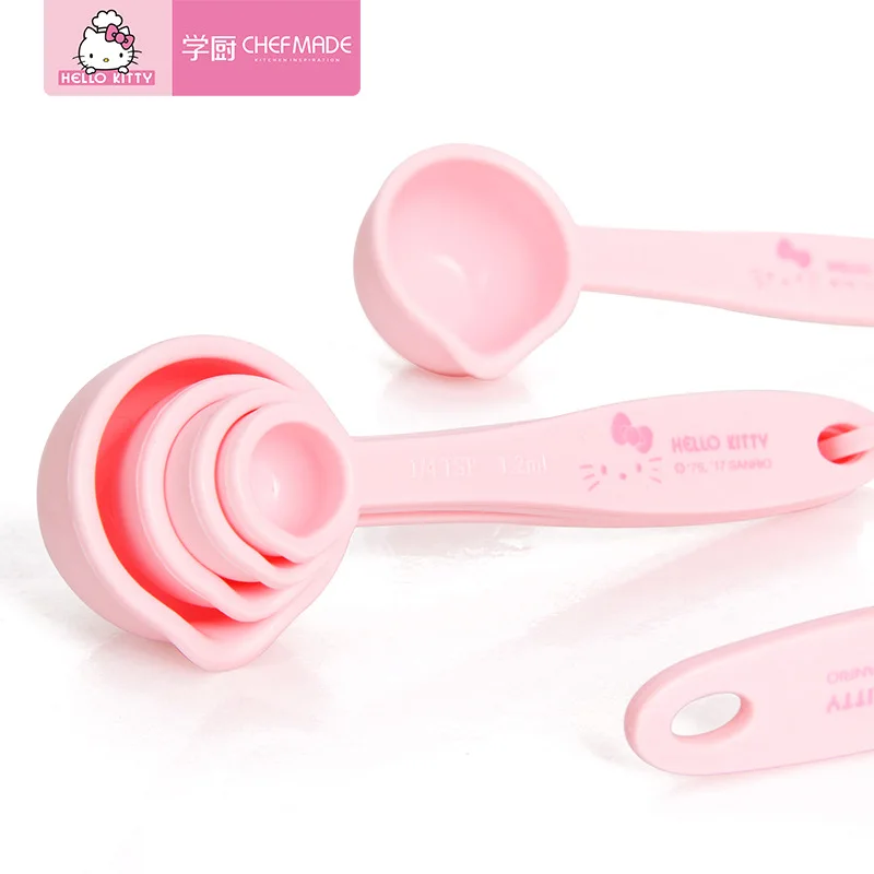 Hello Kitty Double scale spoon kitchen measuring spoon baking measuring spoon PP plastic gram scoop 4 piece set baking tool