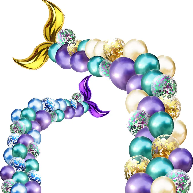 MEIDDING Mermaid Party Mermaid Tail Balloons Garland Girl Birthday Party Decoration Under The Sea Beach Wedding Baloon Supplies