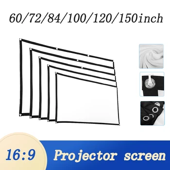 

Projector Screen 60/72/84/100/120/150inch 16:9 HD 3D Foldable Anti-Crease Projection Movies Screen For Home Theater Outdoor