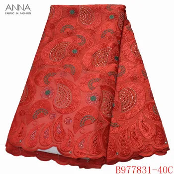 

Anna swiss voile lace in switzerland 2020 embroidered 100% cotton african fabric with rhinestones and stones for garment sewing