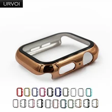 URVOI Full cover for Apple Watch series 6 SE 5 4 3 2 case matte Plastic bumper with tempered glass for iWatch Pine Green band