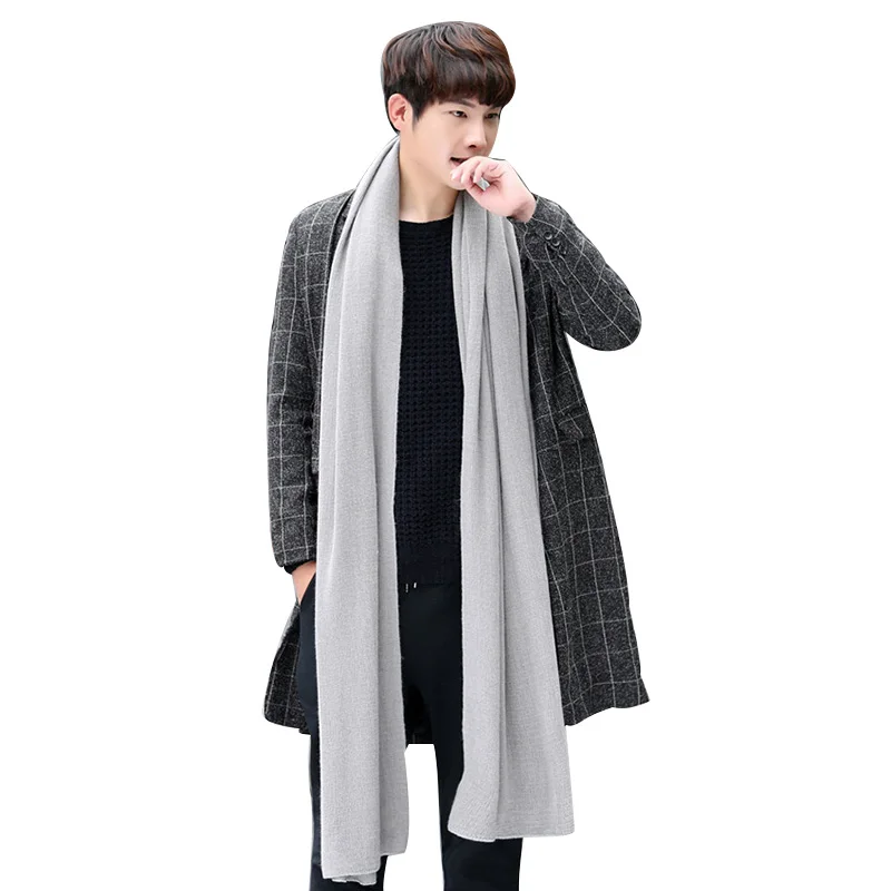 larga de Color sólido para hombre, chal de punto de Cachemira sintética, chal cálido de algodón, marca de lujo, Unisex, Otoño e Invierno| Bufandas de hombre| AliExpress