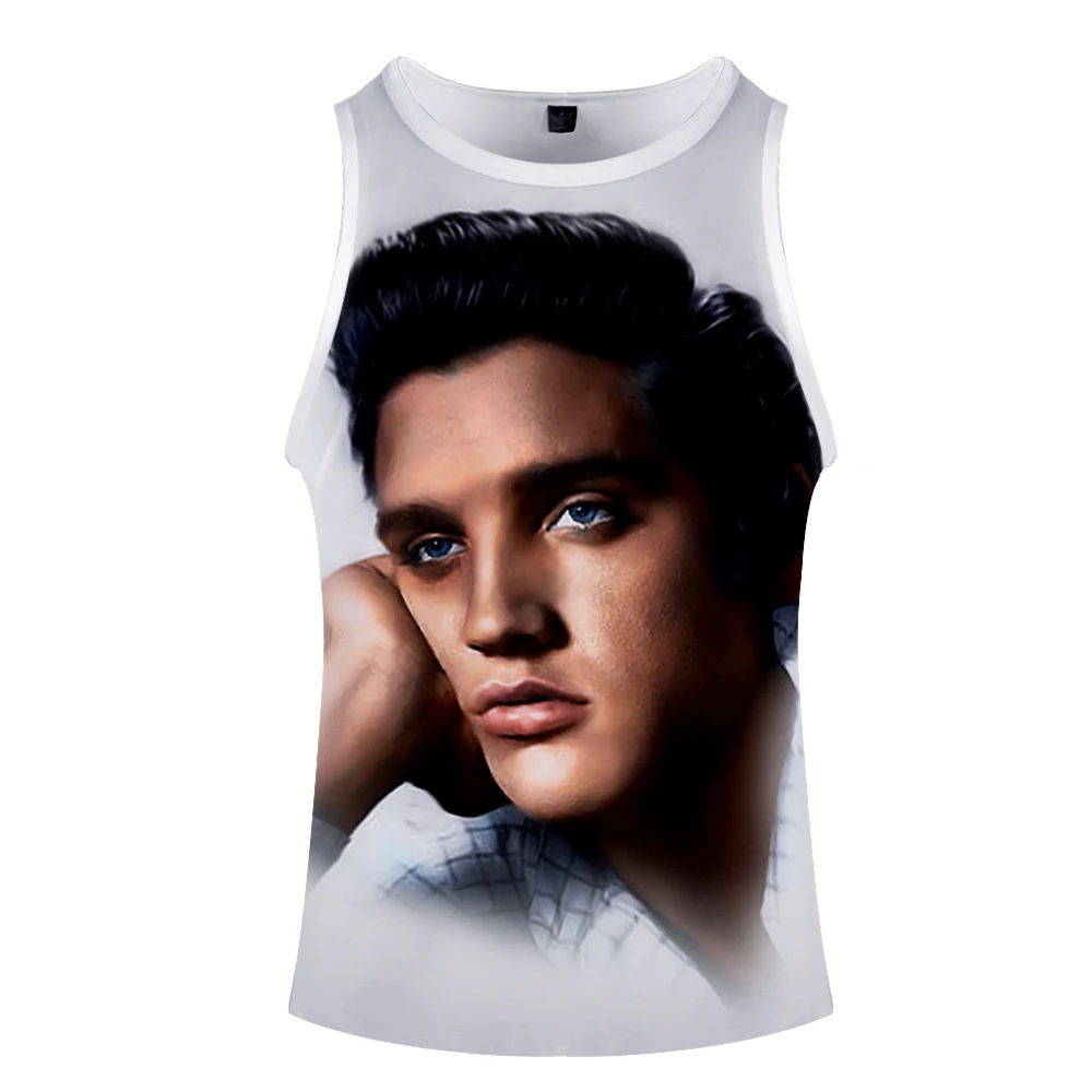 Elvis Presley майка с 3d принтом модная крутой Баскетбол хипстер Удобная популярная летняя с круглым вырезом летняя без рукавов для мужчин/женщин
