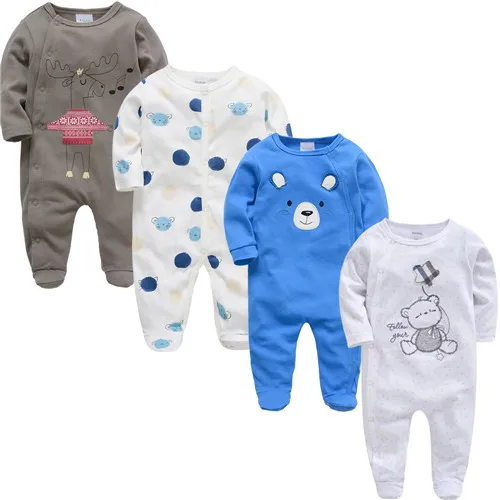 3 4 шт./компл. Одежда для маленьких мальчиков и девочек хлопок ropa bebes с длинным рукавом Летний Детский комбинезон для детей 0-3 лет, m для новорожденных, комбинезон - Цвет: 86394046