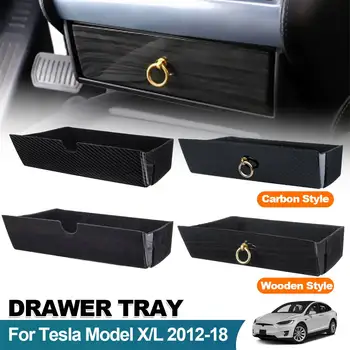 

Car Center Armrest Console Storage Box Drawer Tray for Tesla Model X/ S 2012-2018 Carbon Fibre Wooden Center Car Accessories