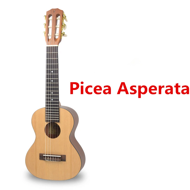 Акустическая Guitalele укулеле 28 дюймов Гавайская мини гитара 6 струн Ukelele Guitarra красное дерево Акация пицеа асперата Акация Уке - Цвет: Picea Asperata