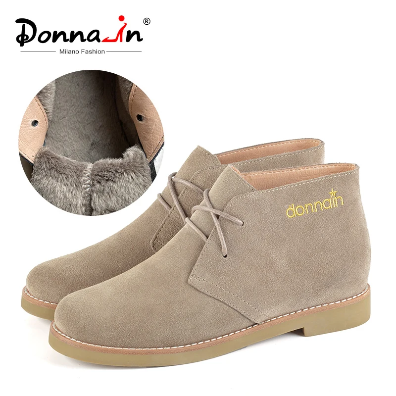 Donna in/сапоги из натуральной замши Женские зимние теплые короткие плюшевые