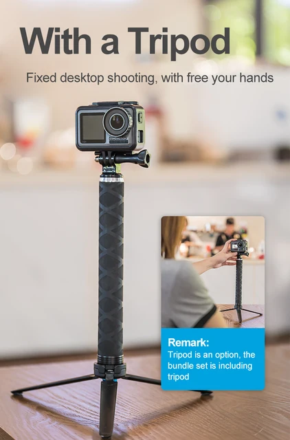 AFAITH Selfie Stick para GoPro Hero 11 10 9 8 7 6 5 4 Mini Max Session,  Insta360, DJI OSMO Cámara de acción, aleación de aluminio GoPro Selfie  Stick