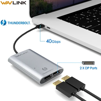 

Thunderbolt 3 USB-C Dual 4K DisplayPort Adapter USB C HUB Type-C Connector Support 4K@60Hz Ultra HD Displays Type C Adapter