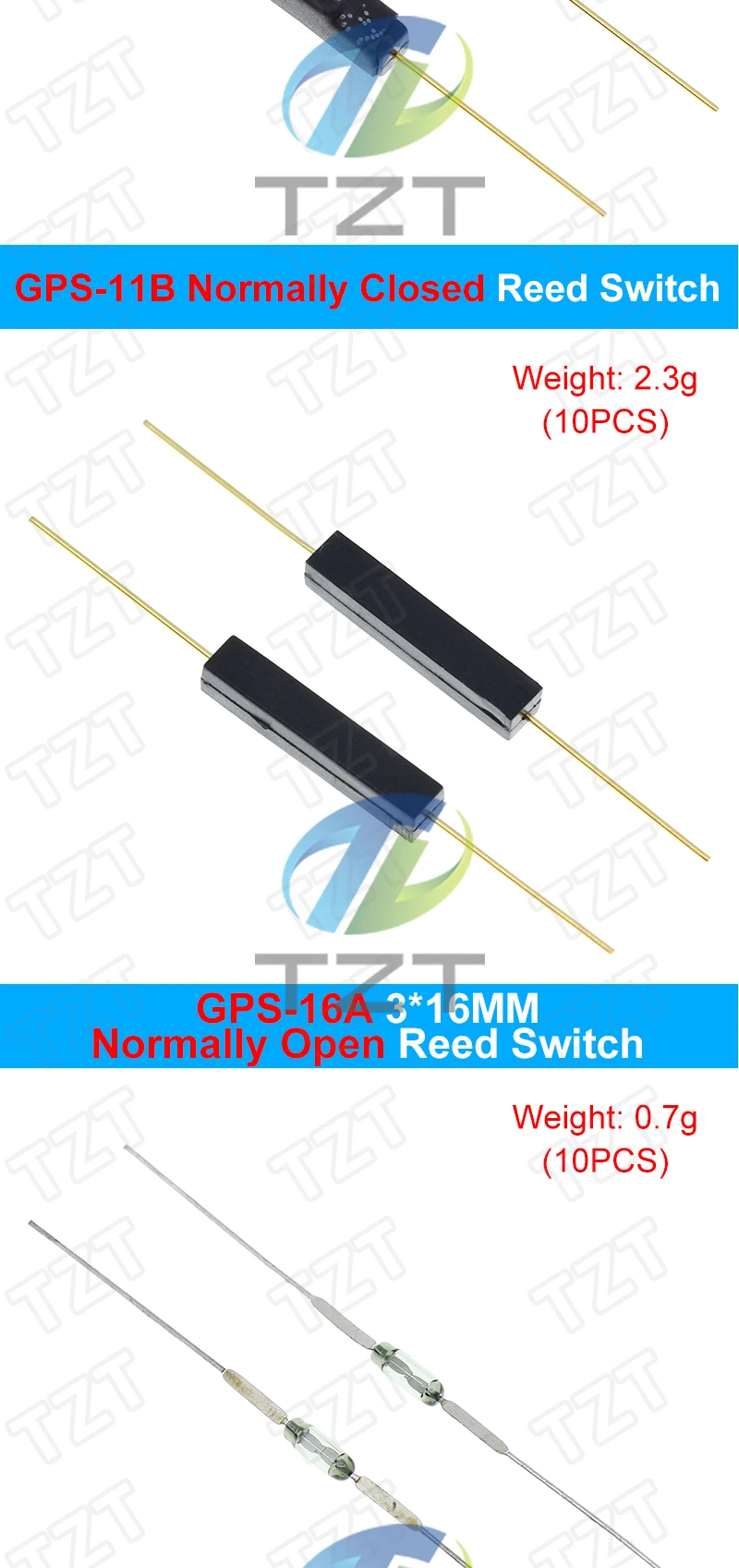 TZT 10 Stück N/O Reed-Schalter Magnetschalter Normalerweise Offen / Normalerweise Geschlossen Magnetischer Konvertierungssensor Induktionsschalter – Detail 19
