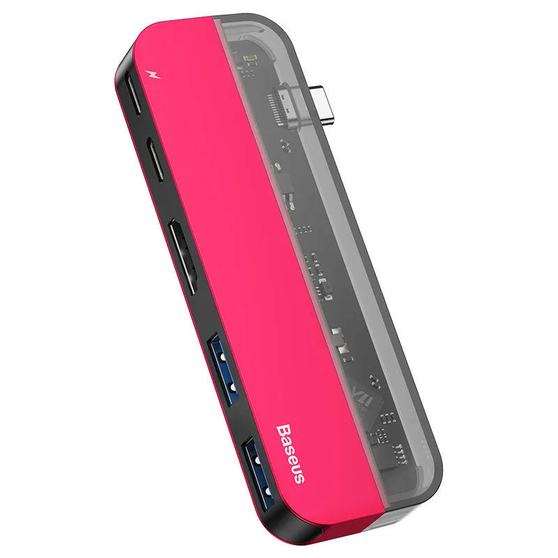 Baseus USB 3,0 type C концентратор адаптер PD Быстрая зарядка концентратор конвертер 4K HDMI для huawei Mate20 samsung S9 для Mac ноутбук Matebook - Цвет: Red