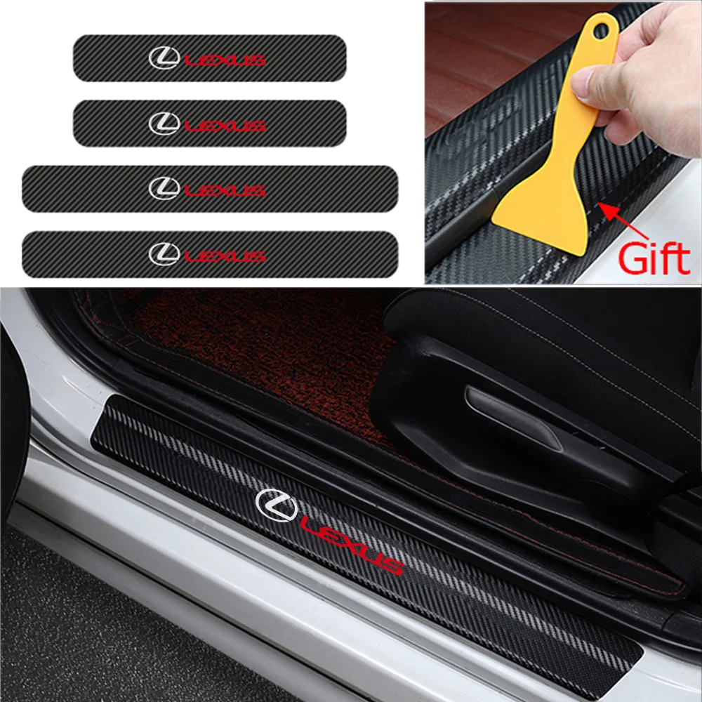 New 4PCS Carbon Fiber Car Door Threshold Scuff Plate Sticker for Lexus IS200T IS250 RX300 NX RX GS RX330 RX350 CT200 styling | Автомобили